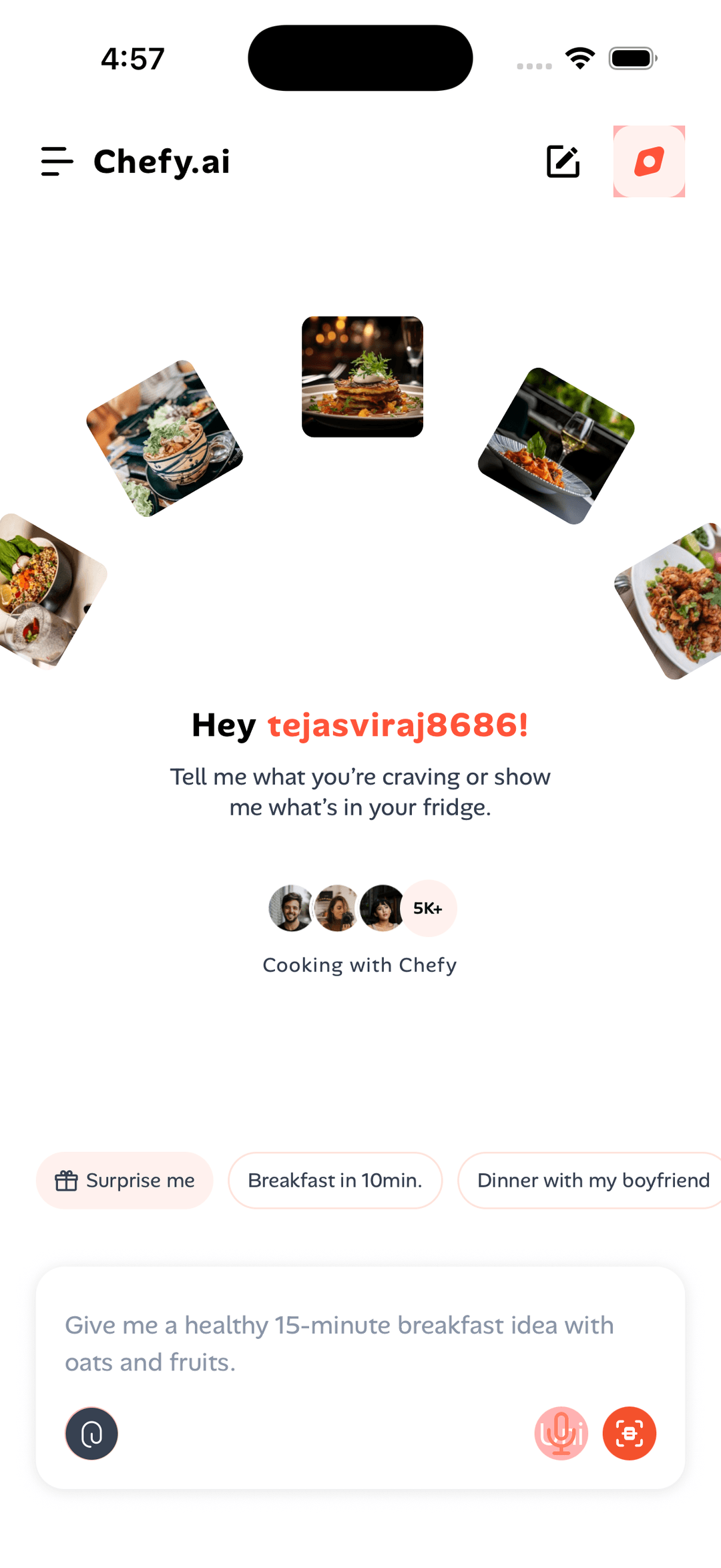 Chefy.ai app — recipe chat